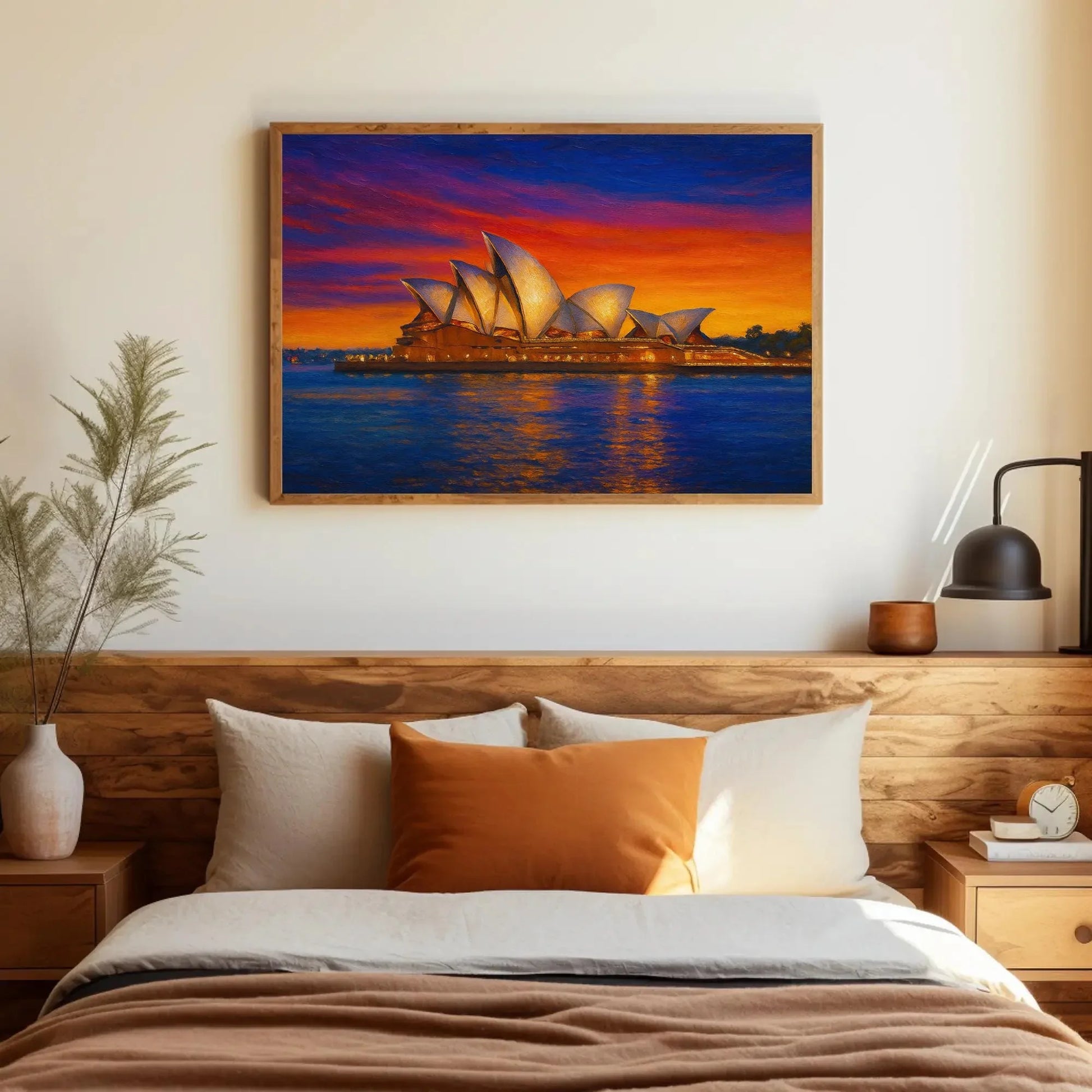 Sydney Opera House Sunset – Vibrant Australia Harbor Scene Canvas – Iconic Landmark Cityscape Painting for Modern Wall Decor Wall Art – Canvas Print