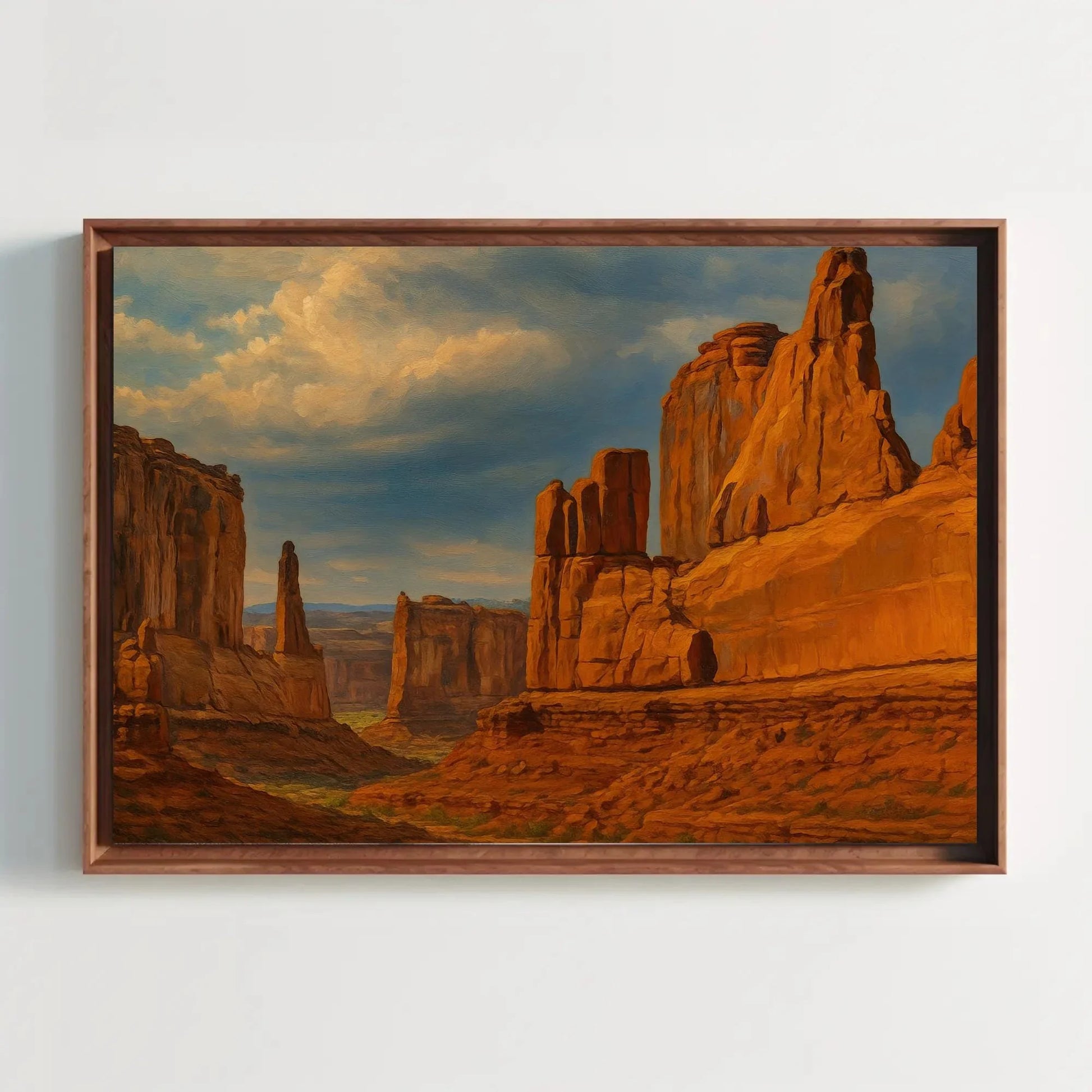Utah Arches National Park desert rock formation canvas painting wall art print for earthy living room or southwestern home decor Wall Art – Canvas Print