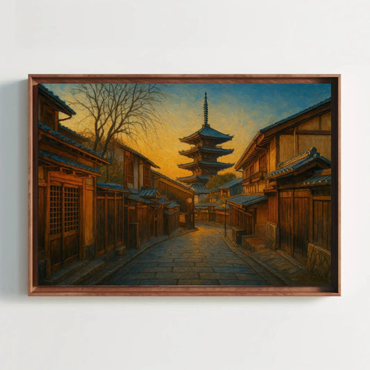 Kyoto Yasaka Pagoda Canvas Painting Print Japan Sunset Street Scene Traditional Architecture Wall Art Asian Heritage Decor for Home Wall Art – Canvas Print