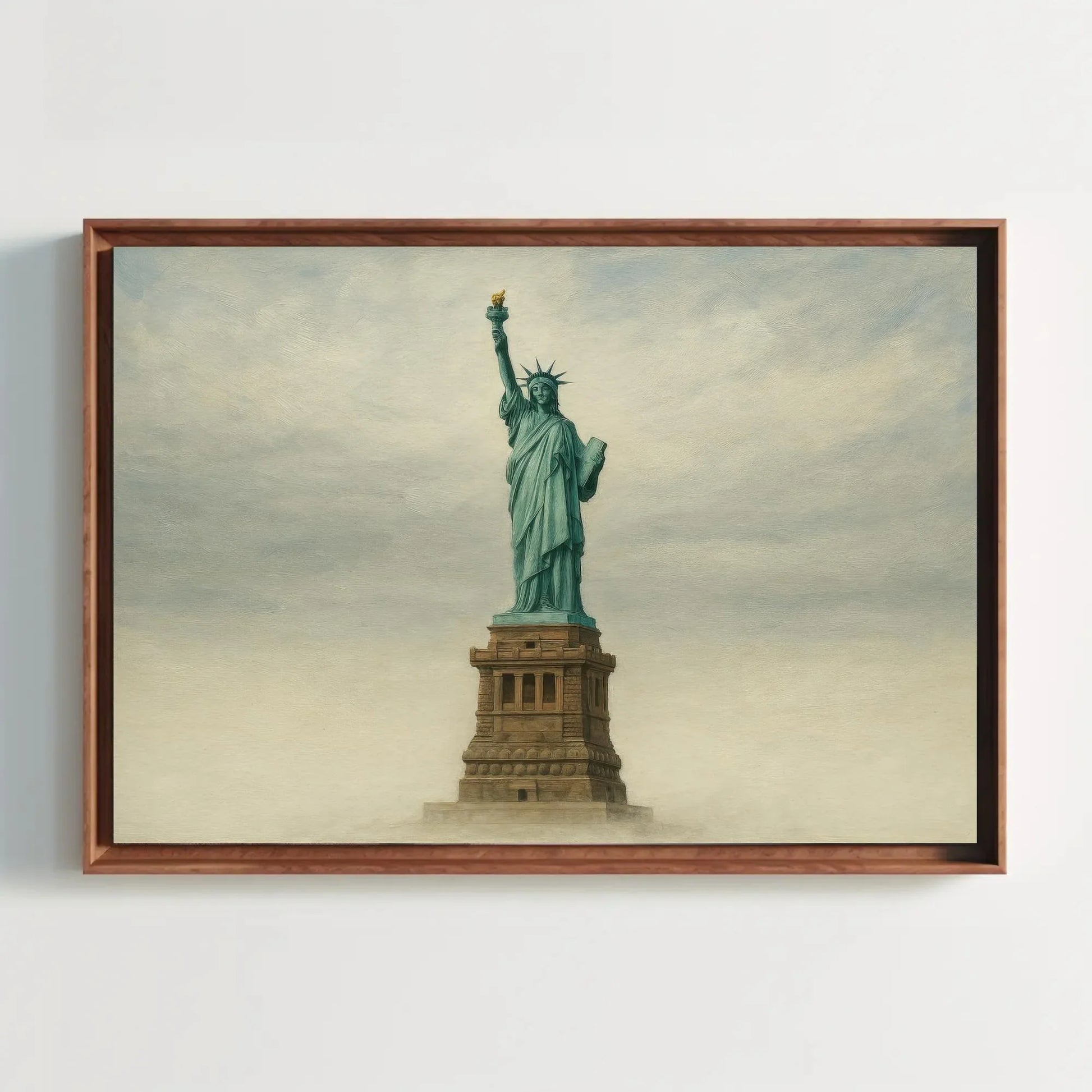 Statue of Liberty canvas painting wall art for patriotic living room or travel themed office decor with NYC landmark freedom print Wall Art – Canvas Print