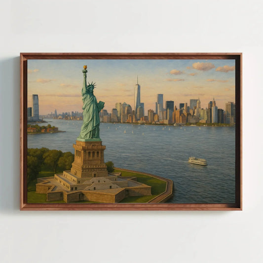 Statue of Liberty NYC Skyline Canvas Art for Modern Office or Patriotic Living Room – New York City Landmark Painting Wall Decor Wall Art – Canvas Print