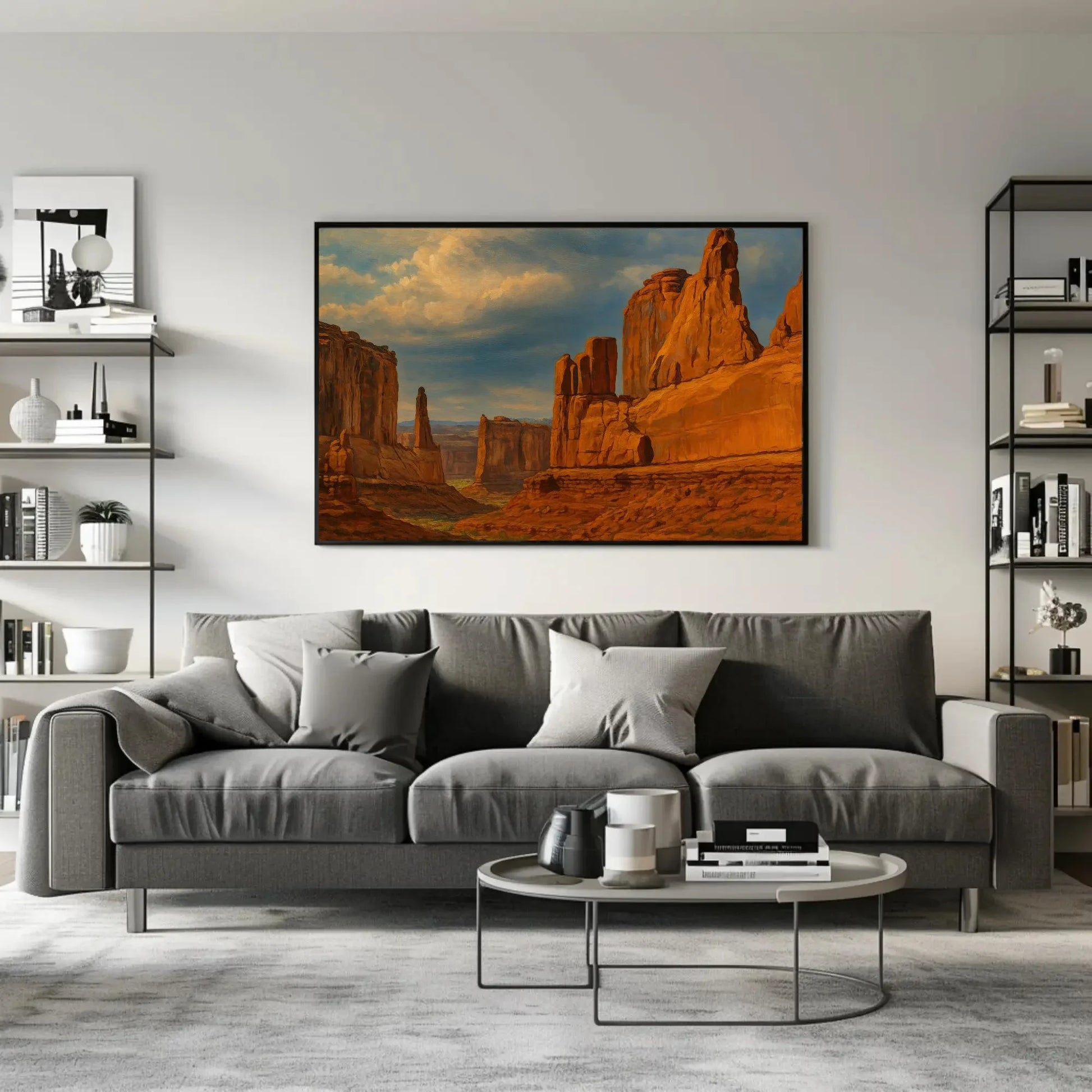 Utah Arches National Park desert rock formation canvas painting wall art print for earthy living room or southwestern home decor Wall Art – Canvas Print
