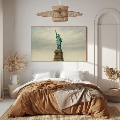 Statue of Liberty canvas painting wall art for patriotic living room or travel themed office decor with NYC landmark freedom print Wall Art – Canvas Print