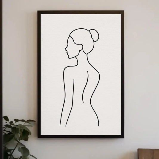 Minimal Female Line Art Canvas Print, Modern Abstract Silhouette Wall Art for Bedroom or Bathroom, Elegant Woman Figure Print Wall Art – Canvas Print