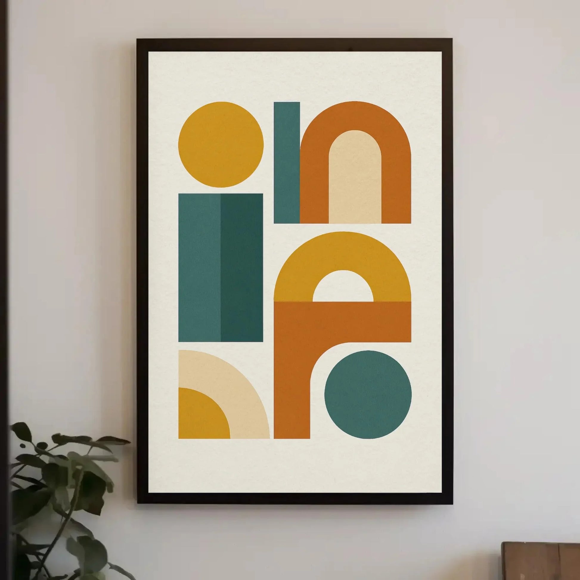 Mid Century Modern Canvas Wall Art, Abstract Geometric Shapes Print, Retro Colorful Bauhaus Style Decor, Scandinavian Minimal Poster Wall Art – Canvas Print