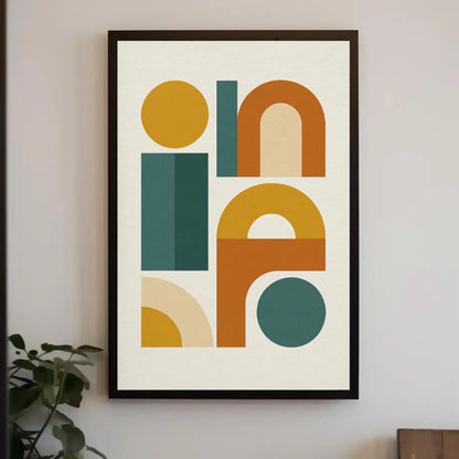 Mid Century Modern Canvas Wall Art, Abstract Geometric Shapes Print, Retro Colorful Bauhaus Style Decor, Scandinavian Minimal Poster Wall Art – Canvas Print