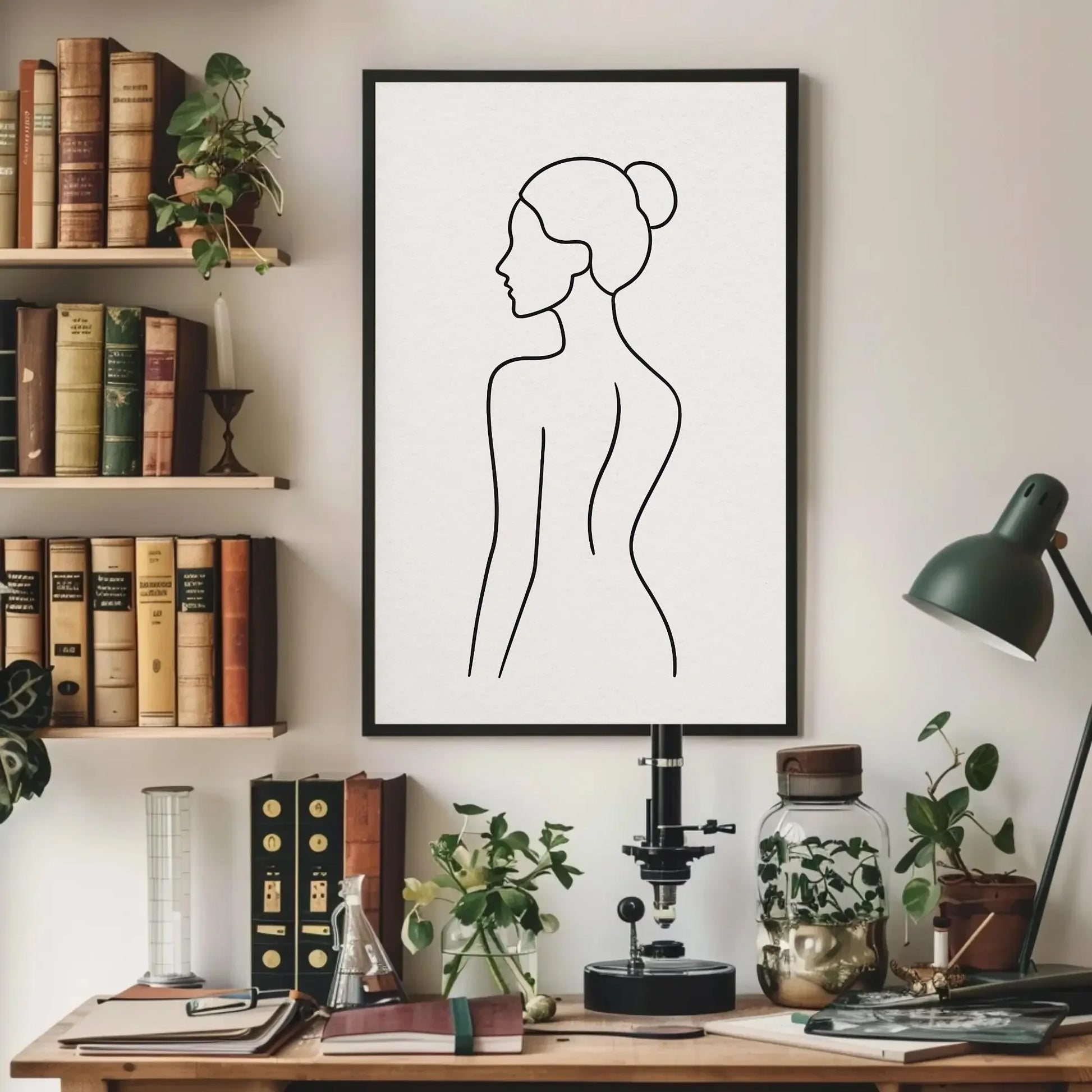 Minimal Female Line Art Canvas Print, Modern Abstract Silhouette Wall Art for Bedroom or Bathroom, Elegant Woman Figure Print Wall Art – Canvas Print