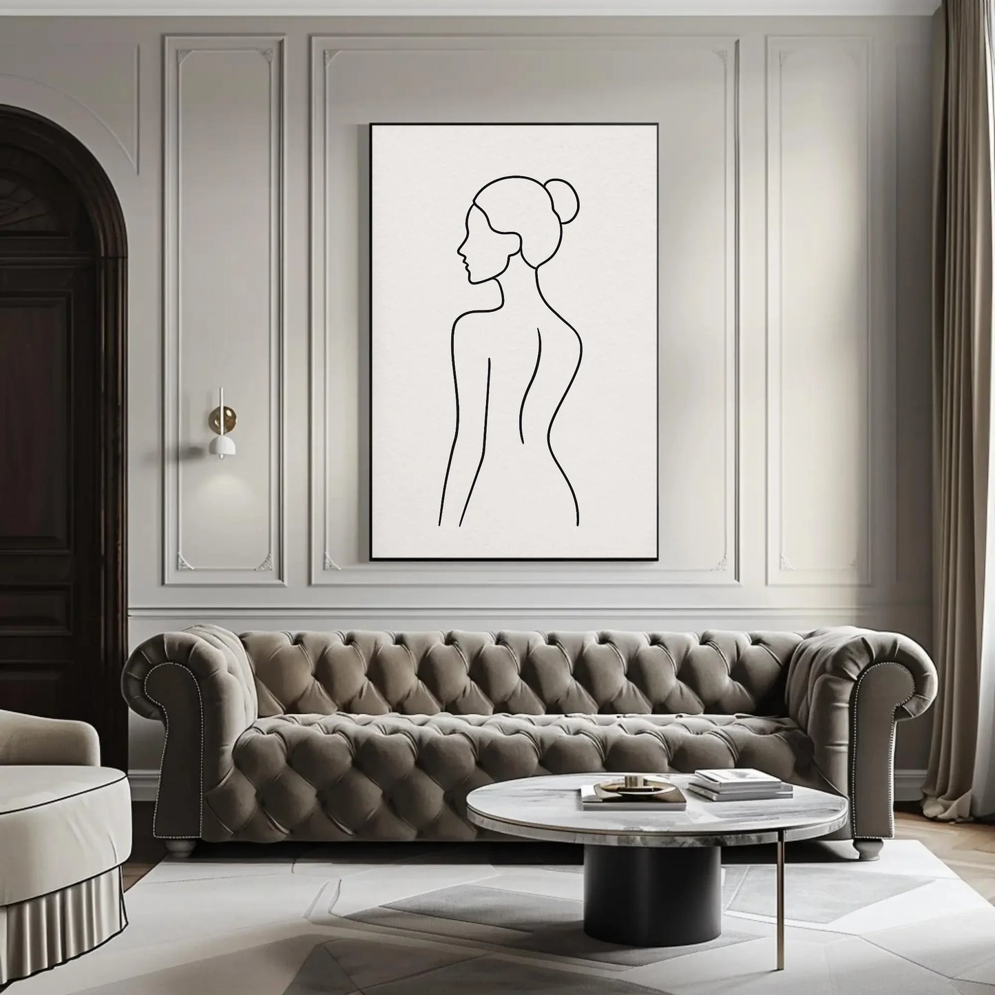 Minimal Female Line Art Canvas Print, Modern Abstract Silhouette Wall Art for Bedroom or Bathroom, Elegant Woman Figure Print Wall Art – Canvas Print