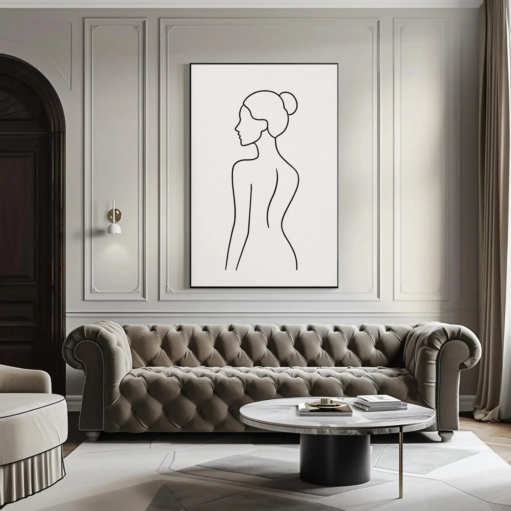Minimal Female Line Art Canvas Print, Modern Abstract Silhouette Wall Art for Bedroom or Bathroom, Elegant Woman Figure Print Wall Art – Canvas Print