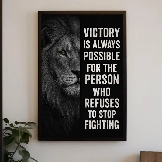 Lion Motivational Quote Canvas Print, Extra Large Gym Wall Art for Men, Bold Office Decor with Powerful Animal Design, Man Cave Piece Wall Art – Canvas Print
