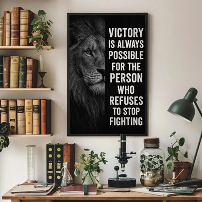 Lion Motivational Quote Canvas Print, Extra Large Gym Wall Art for Men, Bold Office Decor with Powerful Animal Design, Man Cave Piece Wall Art – Canvas Print