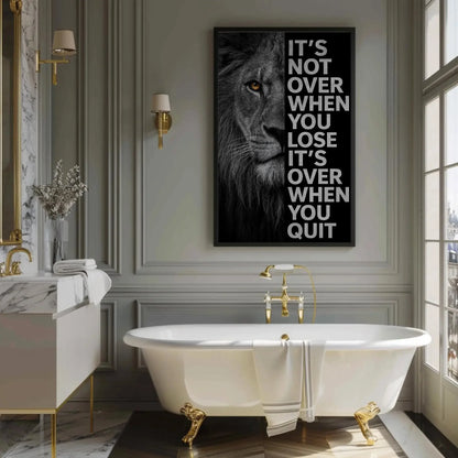 Motivational Lion Canvas Print, Extra Large Black and White Wall Art with Quote, Bold Office or Gym Decor for Men’s Spaces Success Mindset Wall Art – Canvas Print