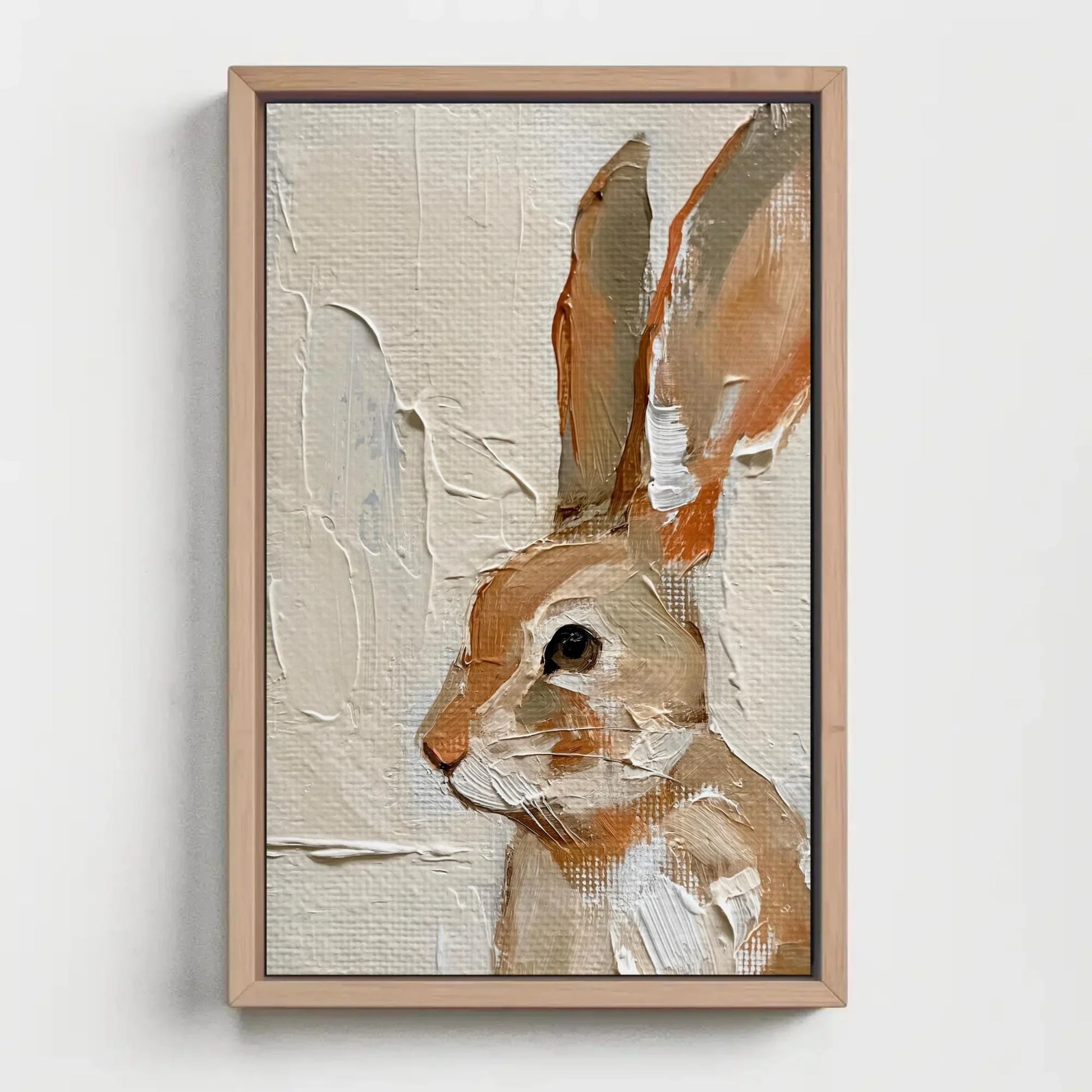 Brown Rabbit with Tall Ears Canvas Print - Extra Large Vertical Animal Painting - Rustic Woodland Wall Art - Nature-Inspired Bunny Decor Wall Art – Canvas Print