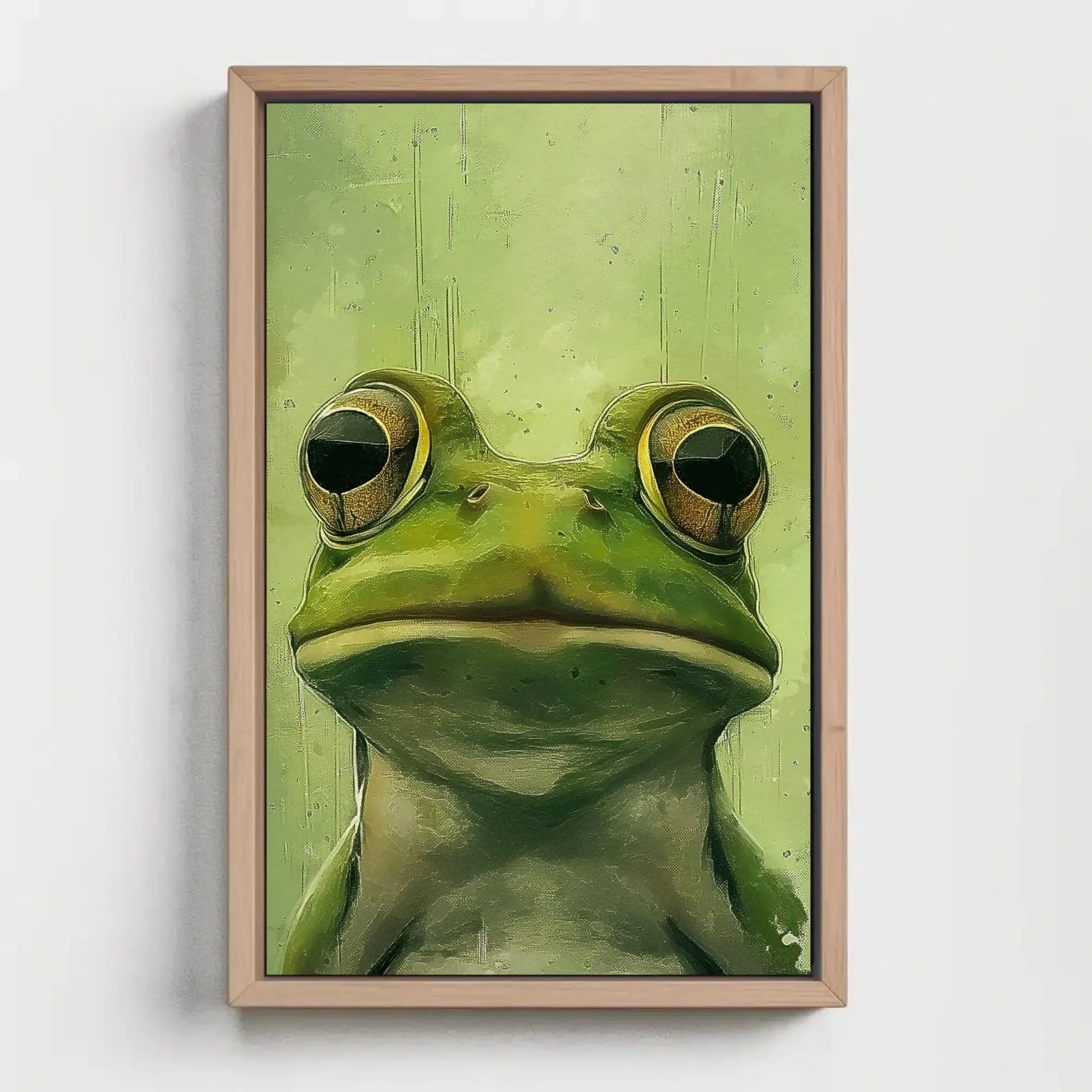 Chic Green Frog Canvas Print, Extra Large Whimsical Animal Wall Art, Modern Minimalist Decor for Bathroom, Nursery, or Nature-Themed Home Wall Art – Canvas Print