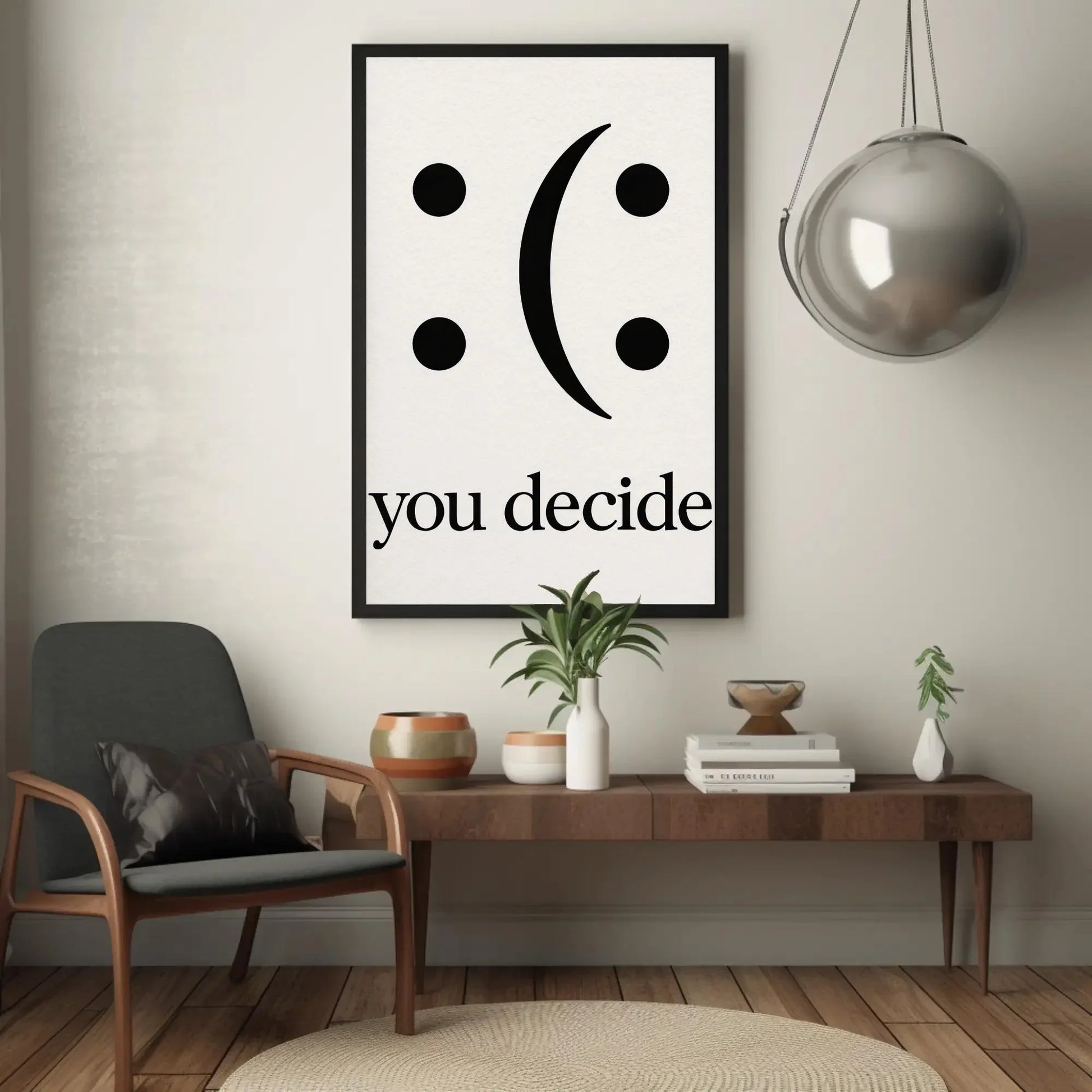 You Decide Canvas Print, Extra Large Inspirational Wall Art, Happy or Sad Word Play Design for Classroom, Office, or Kids’ Room Decor Wall Art – Canvas Print