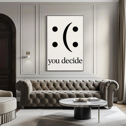 You Decide Canvas Print, Extra Large Inspirational Wall Art, Happy or Sad Word Play Design for Classroom, Office, or Kids’ Room Decor Wall Art – Canvas Print