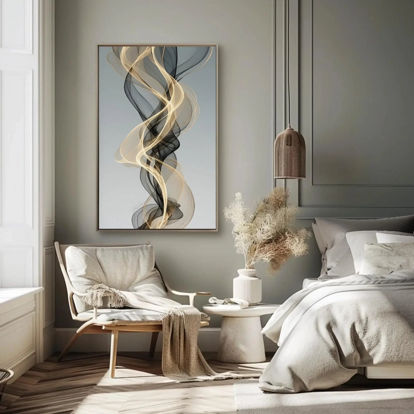 Nordic Abstract Ribbon Canvas Print, Extra Large Modern Wall Art, Minimalist Flowing Line Painting for Living Room, Bedroom, or Office Decor Wall Art – Canvas Print