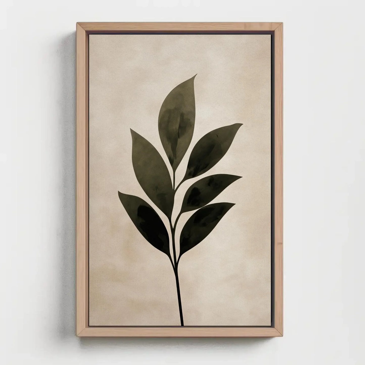 Minimalist Leaf Silhouette Canvas Print - Japandi Style Extra Large Wall Art - Neutral Boho Decor for Bedroom, Living Room, or Entryway Wall Art – Canvas Print