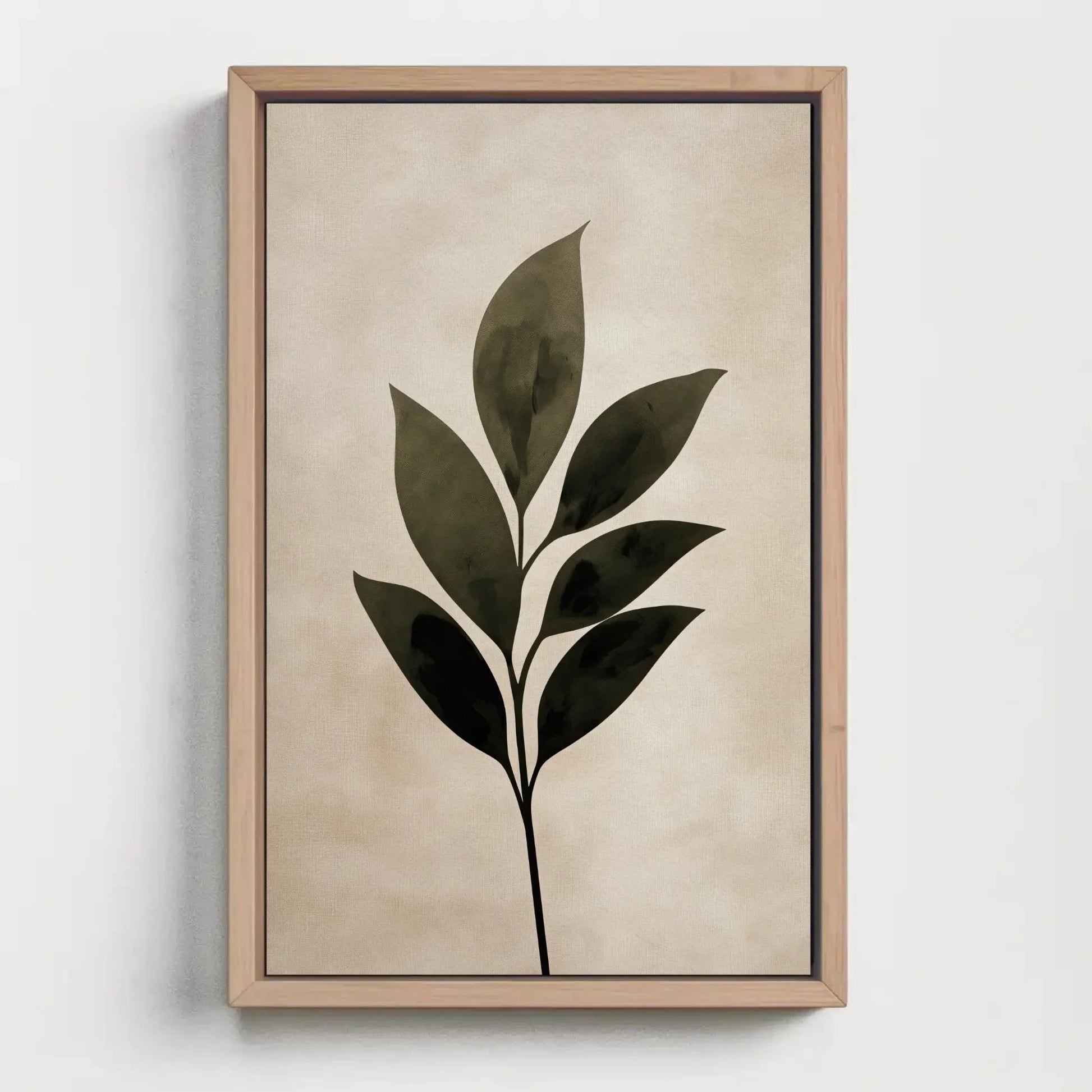 Minimalist Leaf Silhouette Canvas Print - Japandi Style Extra Large Wall Art - Neutral Boho Decor for Bedroom, Living Room, or Entryway Wall Art – Canvas Print