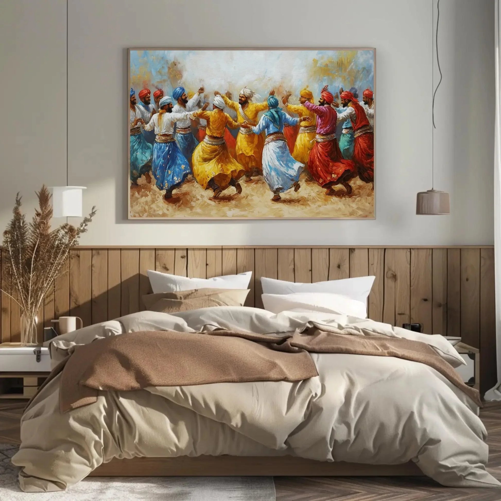 Bhangra Dance Painting Canvas Wall Art | Punjabi Culture Decor | Traditional Indian Dance Art | Vibrant Punjab Wall Art | Ready to Hang Wall Art – Canvas Print