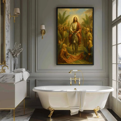 Jesus entry into Jerusalem Palm Sunday Christian painting religious canvas print biblical art scripture scene wall decor gift Wall Art – Canvas Print