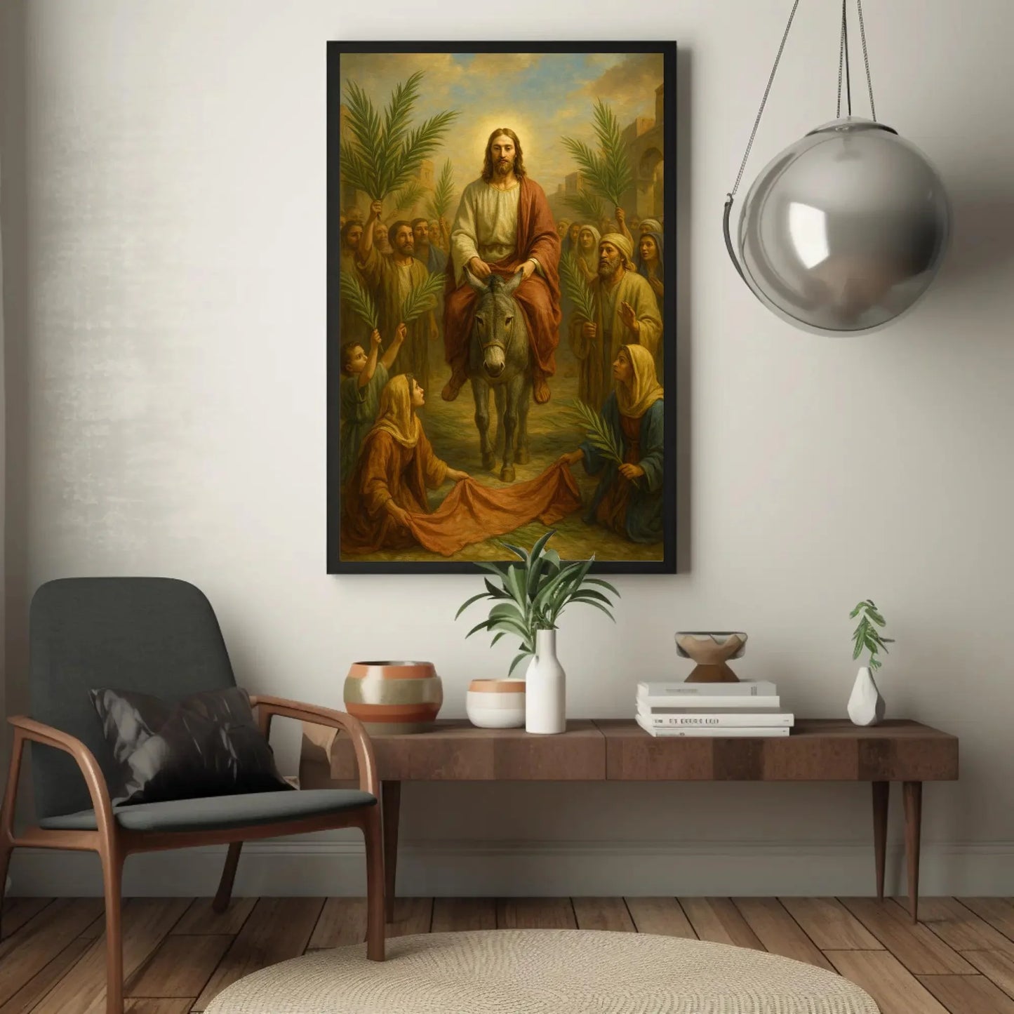 Jesus entry into Jerusalem Palm Sunday Christian painting religious canvas print biblical art scripture scene wall decor gift Wall Art – Canvas Print