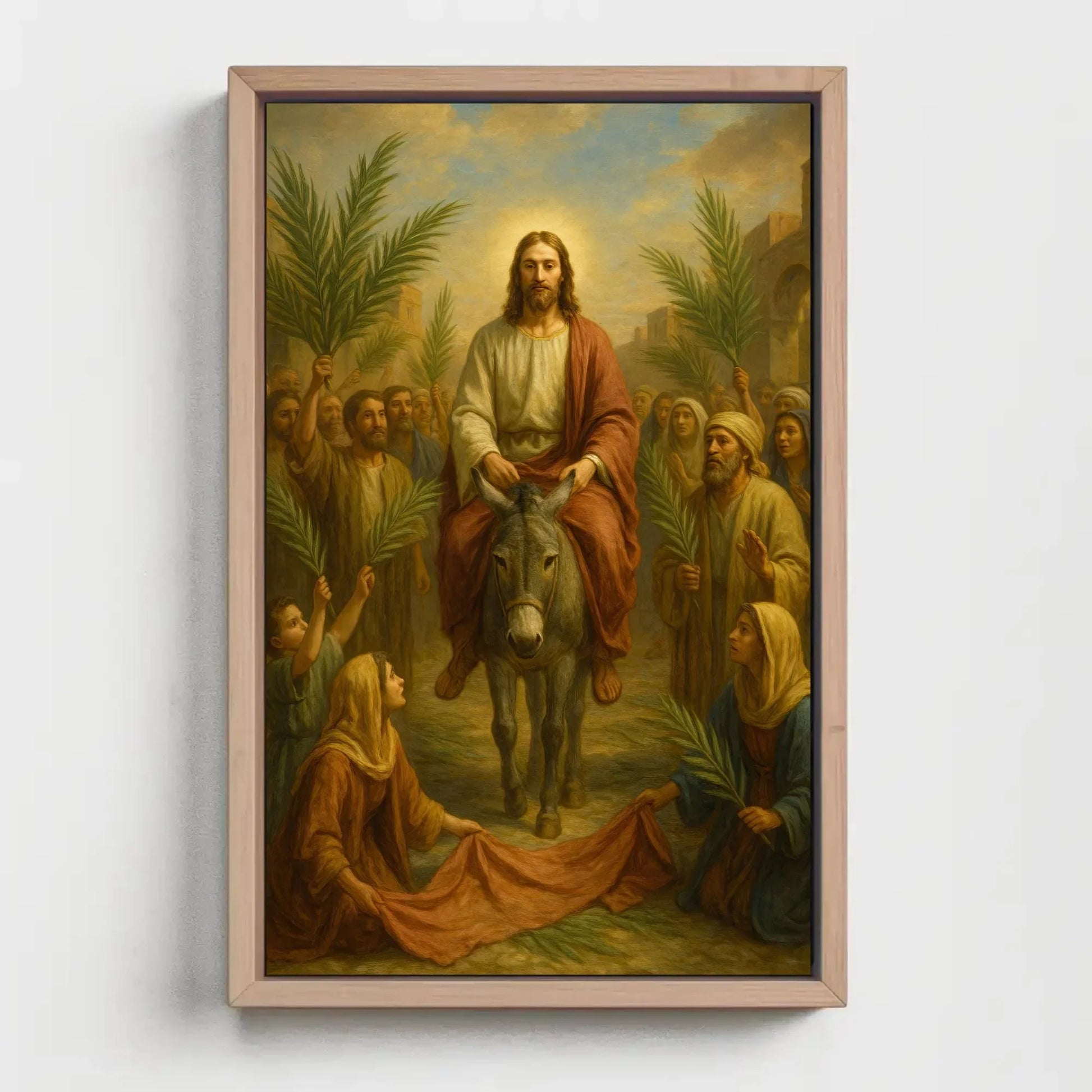Jesus entry into Jerusalem Palm Sunday Christian painting religious canvas print biblical art scripture scene wall decor gift Wall Art – Canvas Print