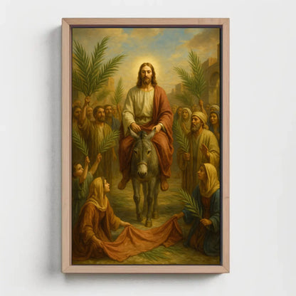 Jesus entry into Jerusalem Palm Sunday Christian painting religious canvas print biblical art scripture scene wall decor gift Wall Art – Canvas Print