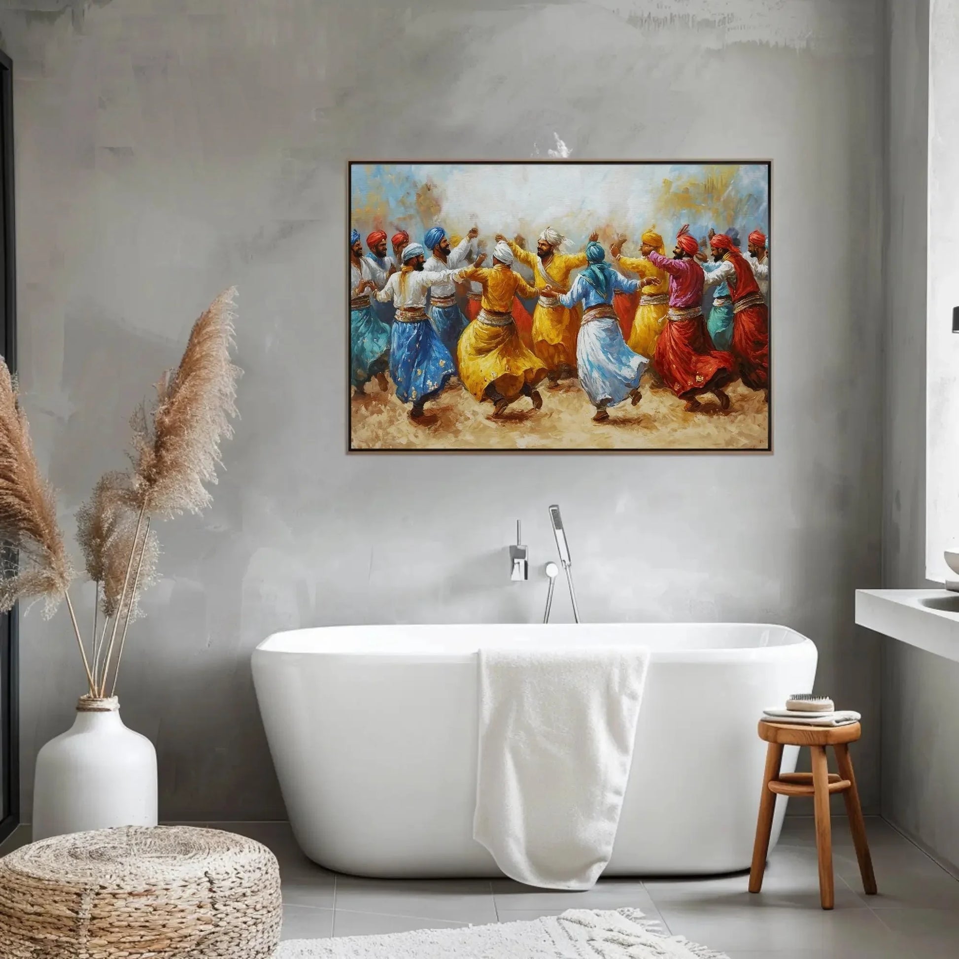 Bhangra Dance Painting Canvas Wall Art | Punjabi Culture Decor | Traditional Indian Dance Art | Vibrant Punjab Wall Art | Ready to Hang Wall Art – Canvas Print