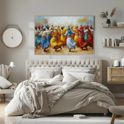 Bhangra Dance Painting Canvas Wall Art | Punjabi Culture Decor | Traditional Indian Dance Art | Vibrant Punjab Wall Art | Ready to Hang Wall Art – Canvas Print