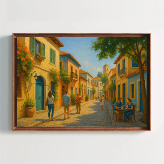Neve Tzedek canvas print Tel Aviv painting Israeli Mediterranean street art wall decor romantic colorful home vibe Wall Art – Canvas Print