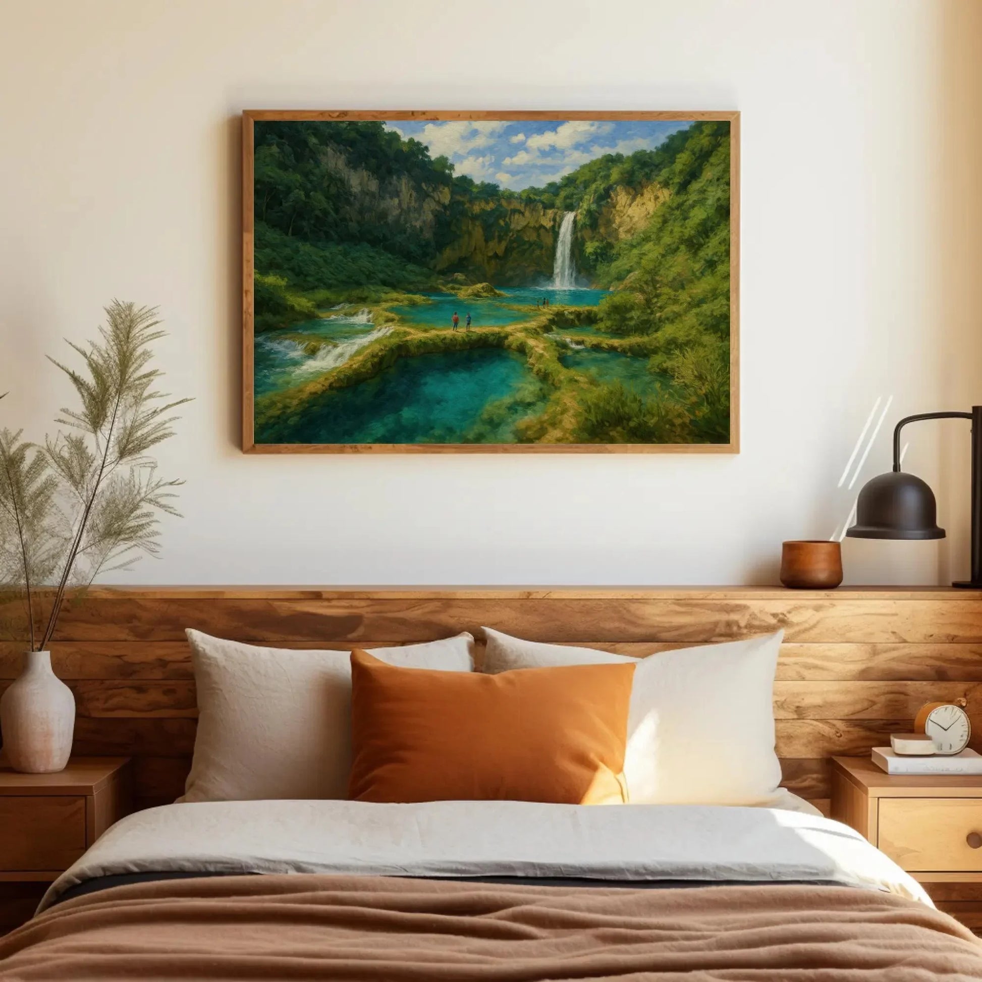 Tamul Waterfalls San Luis Potosí Canvas Print, Tropical Jungle Waterfall Painting, Vibrant Nature Landscape Wall Art for Adventure Lovers Wall Art – Canvas Print