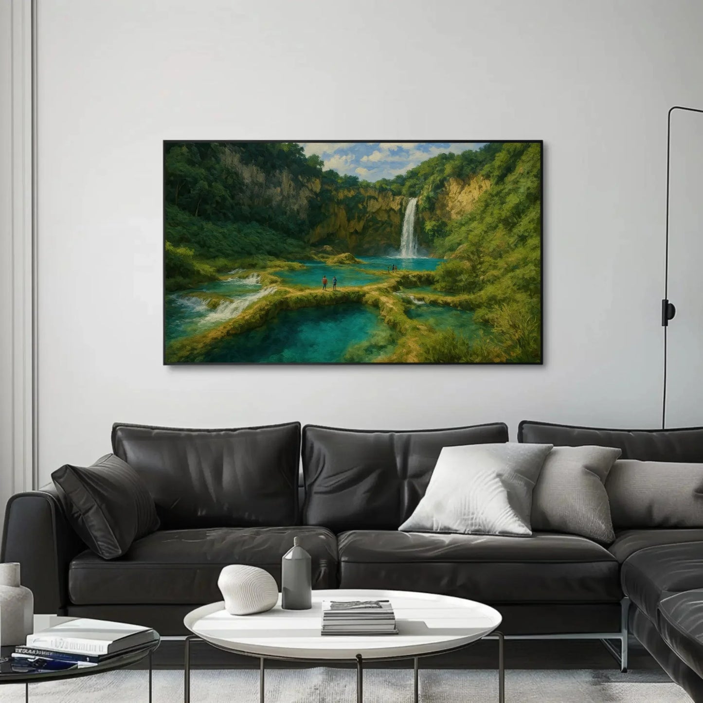 Tamul Waterfalls San Luis Potosí Canvas Print, Tropical Jungle Waterfall Painting, Vibrant Nature Landscape Wall Art for Adventure Lovers Wall Art – Canvas Print