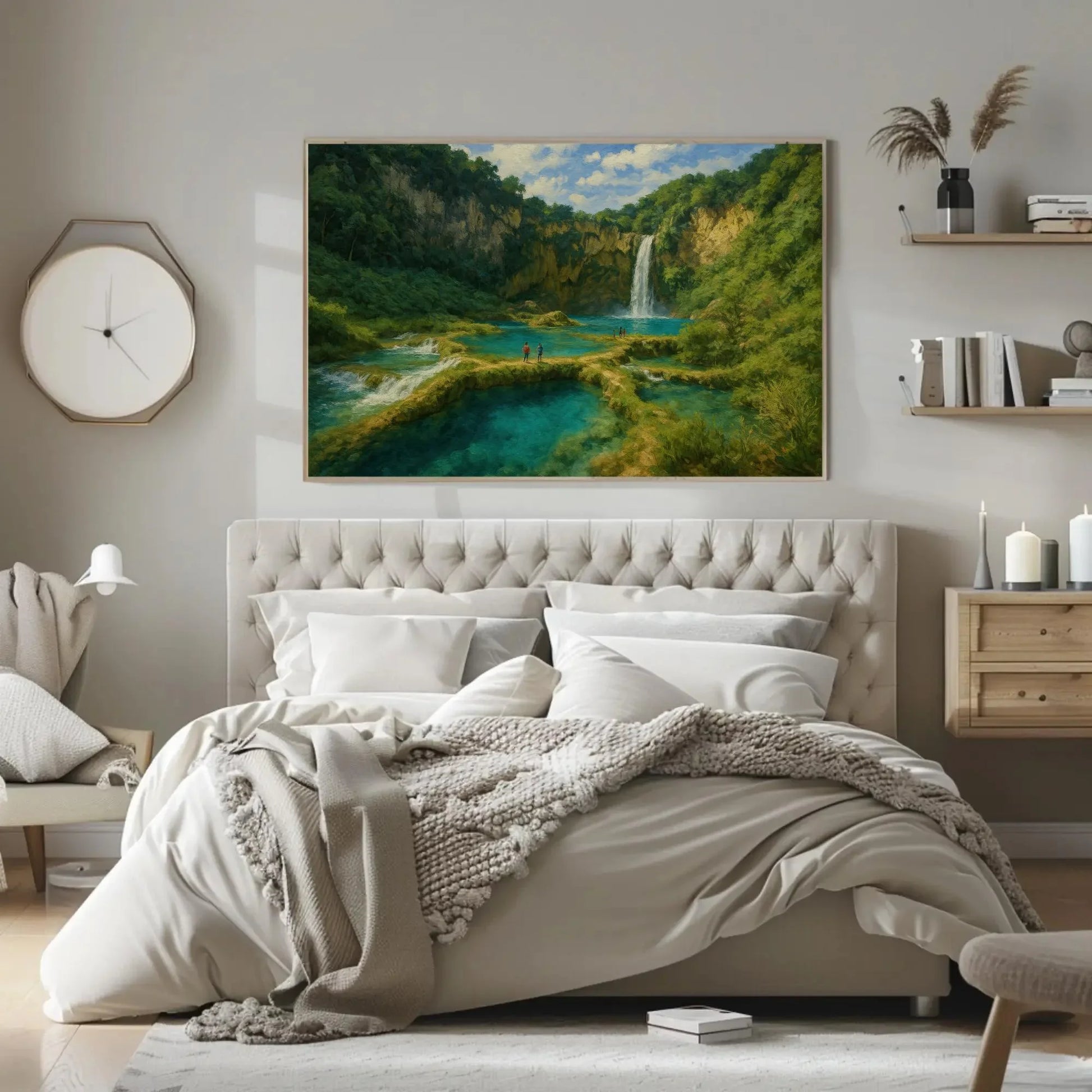 Tamul Waterfalls San Luis Potosí Canvas Print, Tropical Jungle Waterfall Painting, Vibrant Nature Landscape Wall Art for Adventure Lovers Wall Art – Canvas Print