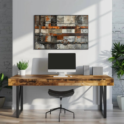 Steel Beams and Rusted Pipes Canvas Print - Extra Large Mixed Media Industrial Painting - Urban Wall Art for Loft, Office, or Modern Decor Wall Art – Canvas Print