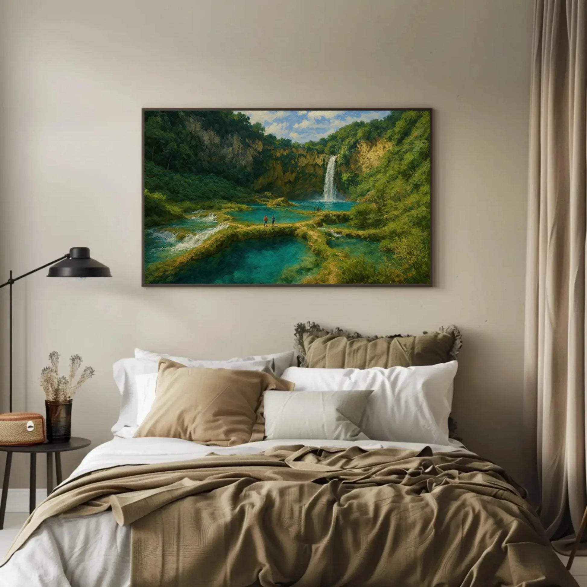 Tamul Waterfalls San Luis Potosí Canvas Print, Tropical Jungle Waterfall Painting, Vibrant Nature Landscape Wall Art for Adventure Lovers Wall Art – Canvas Print