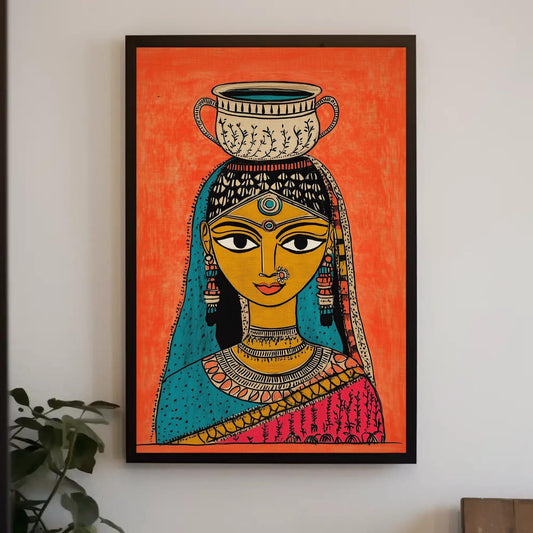 Indian Woman Modern Canvas Wall Art