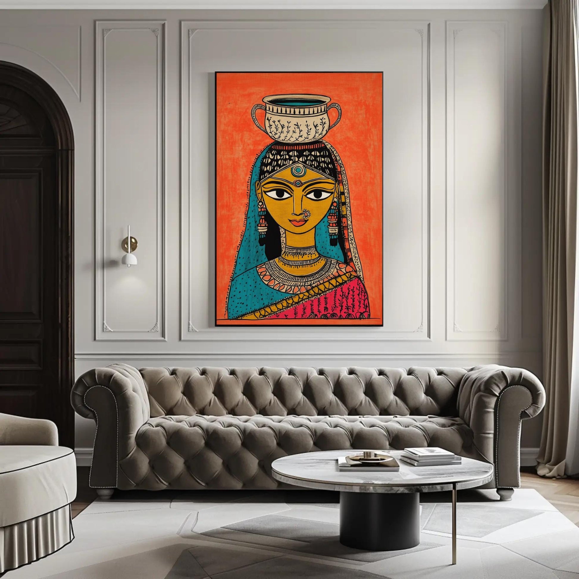 Indian Woman Modern Canvas Wall Art