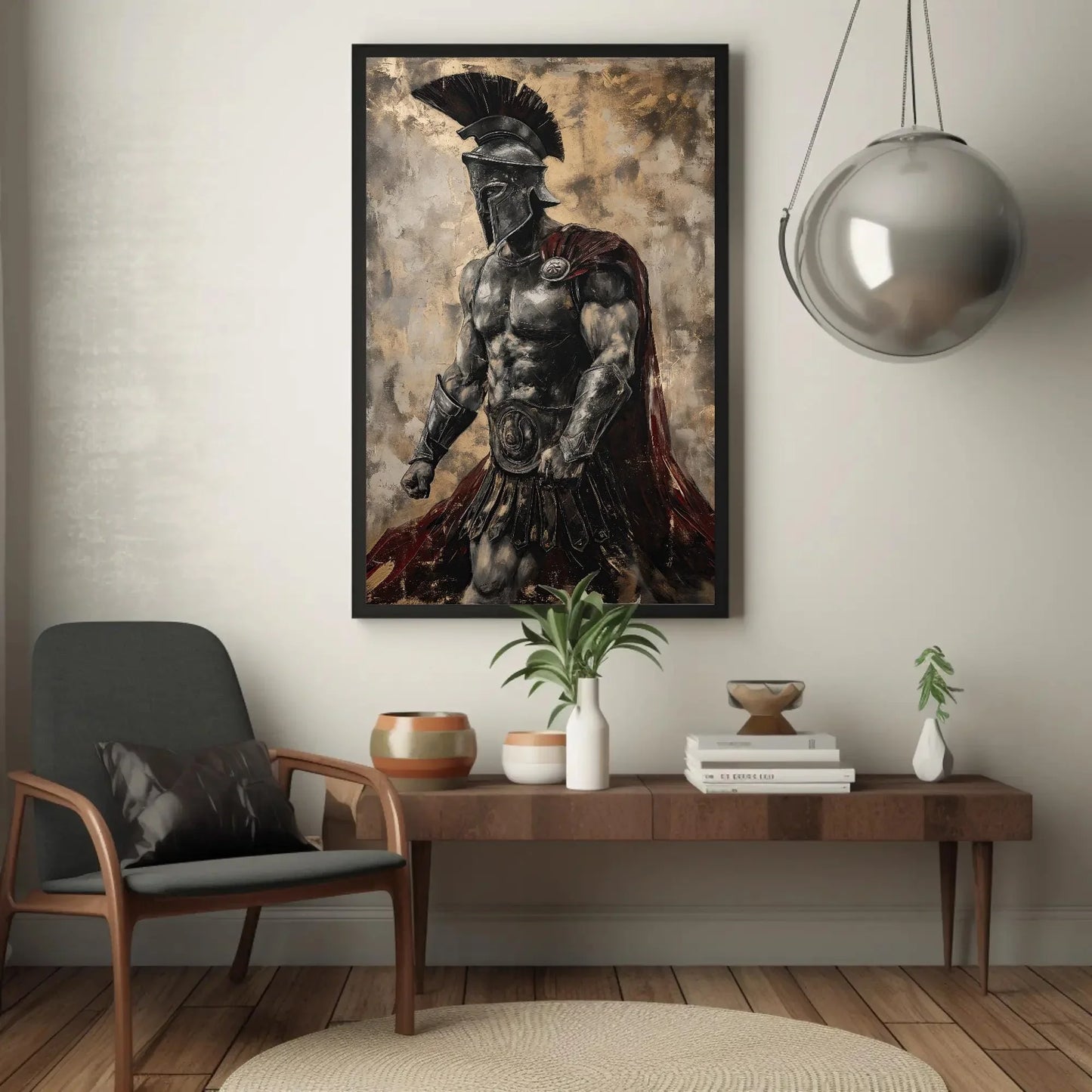Spartan Warrior Wall Art - Extra Large Canvas Print - Wall Art for Game Room or Man Cave - Motivational Gym Decor Ready To Hang Wall Art – Canvas Print
