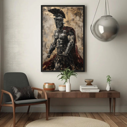 Spartan Warrior Wall Art - Extra Large Canvas Print - Wall Art for Game Room or Man Cave - Motivational Gym Decor Ready To Hang Wall Art – Canvas Print