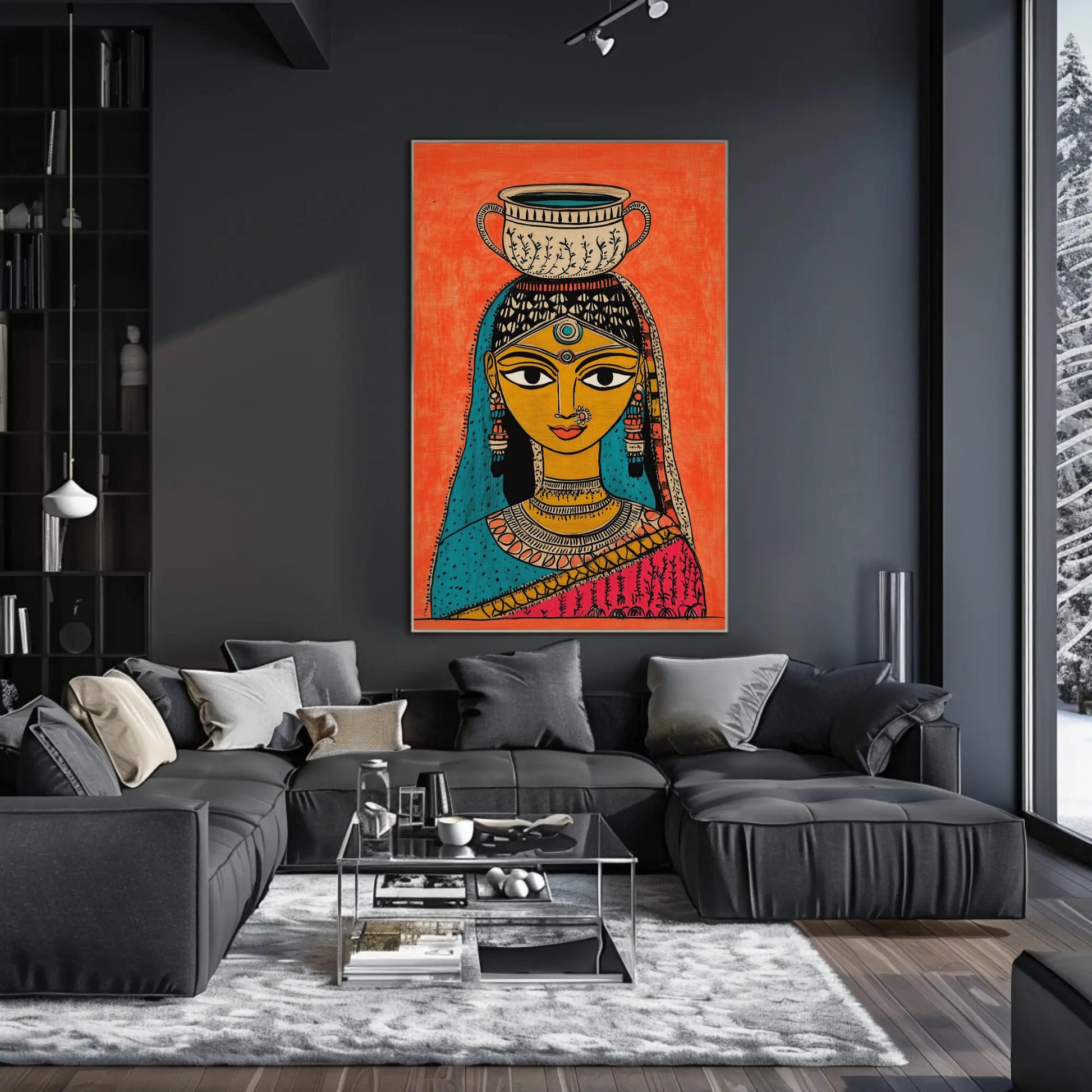 Indian Woman Modern Canvas Wall Art
