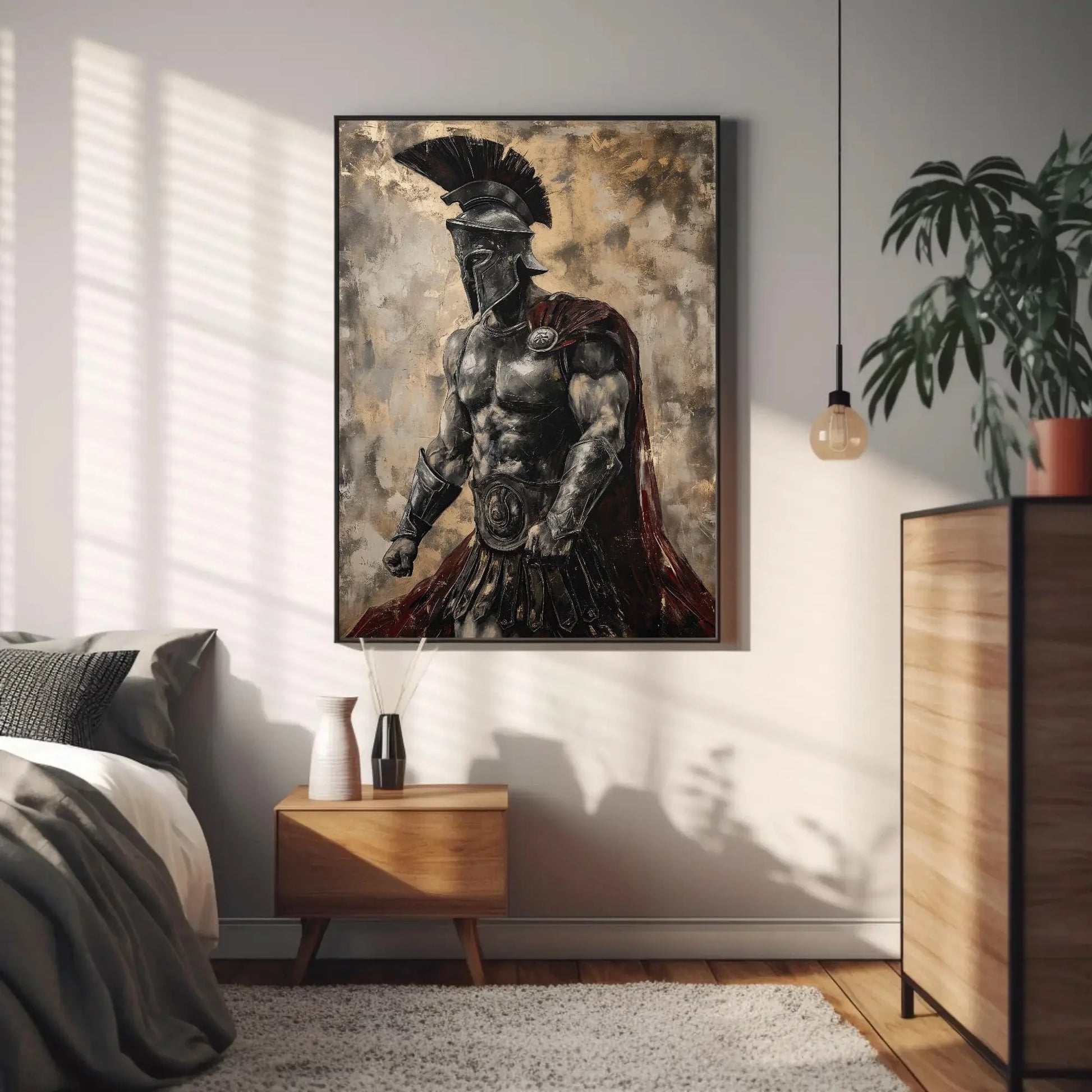 Spartan Warrior Wall Art - Extra Large Canvas Print - Wall Art for Game Room or Man Cave - Motivational Gym Decor Ready To Hang Wall Art – Canvas Print