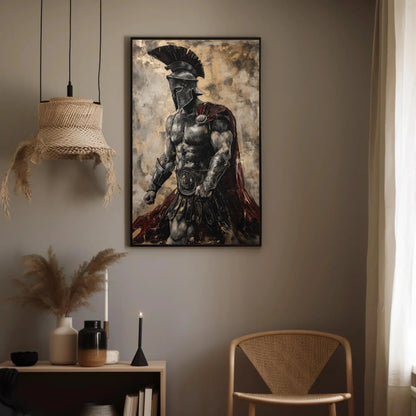Spartan Warrior Wall Art - Extra Large Canvas Print - Wall Art for Game Room or Man Cave - Motivational Gym Decor Ready To Hang Wall Art – Canvas Print
