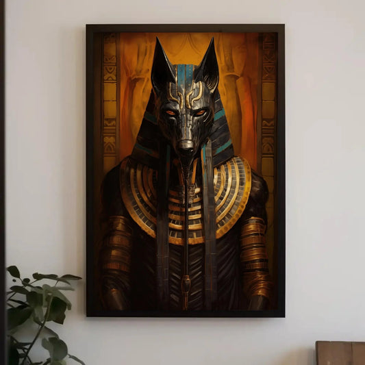 Anubis Ancient Egyptian God Canvas Print, Mystical Funerary Art, Egyptian Mythology Wall Decor, Cultural Egyptian Artwork, Ready to Hang Wall Art – Canvas Print