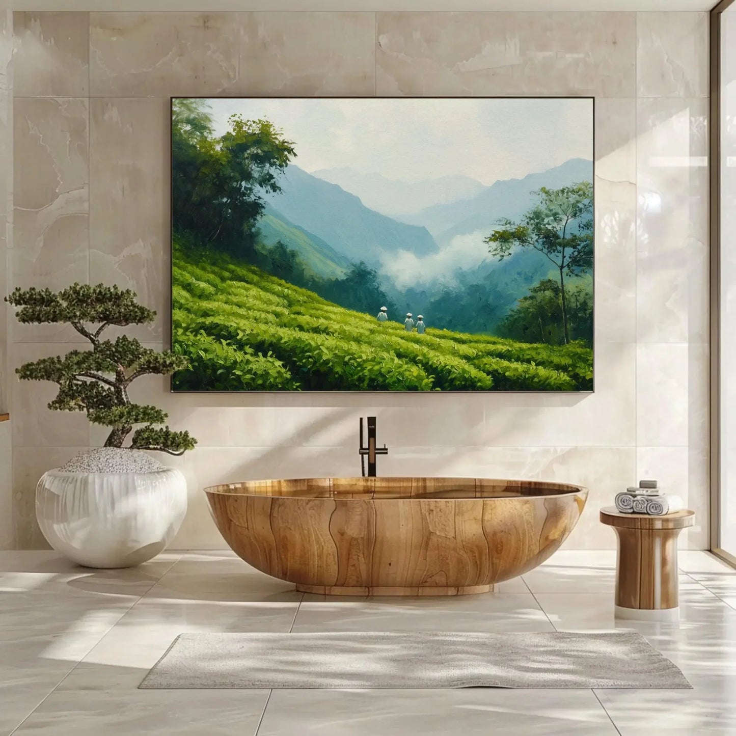Lush Green Tea Plantations Canvas Print | Tropical Green Wall Art | Scenic Nature Decor for Living Room or Bedroom | Ready to Hang Wall Art – Canvas Print