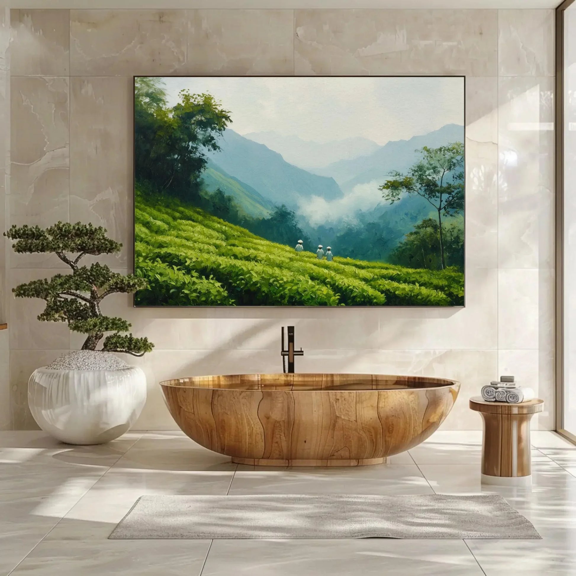 Lush Green Tea Plantations Canvas Print | Tropical Green Wall Art | Scenic Nature Decor for Living Room or Bedroom | Ready to Hang Wall Art – Canvas Print