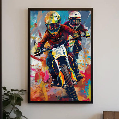 Dirt bike wall art, bike lover canvas print, biker riders wall decor, bikers wall art, off-road bike riders, dirt biking, ready to hang Wall Art – Canvas Print