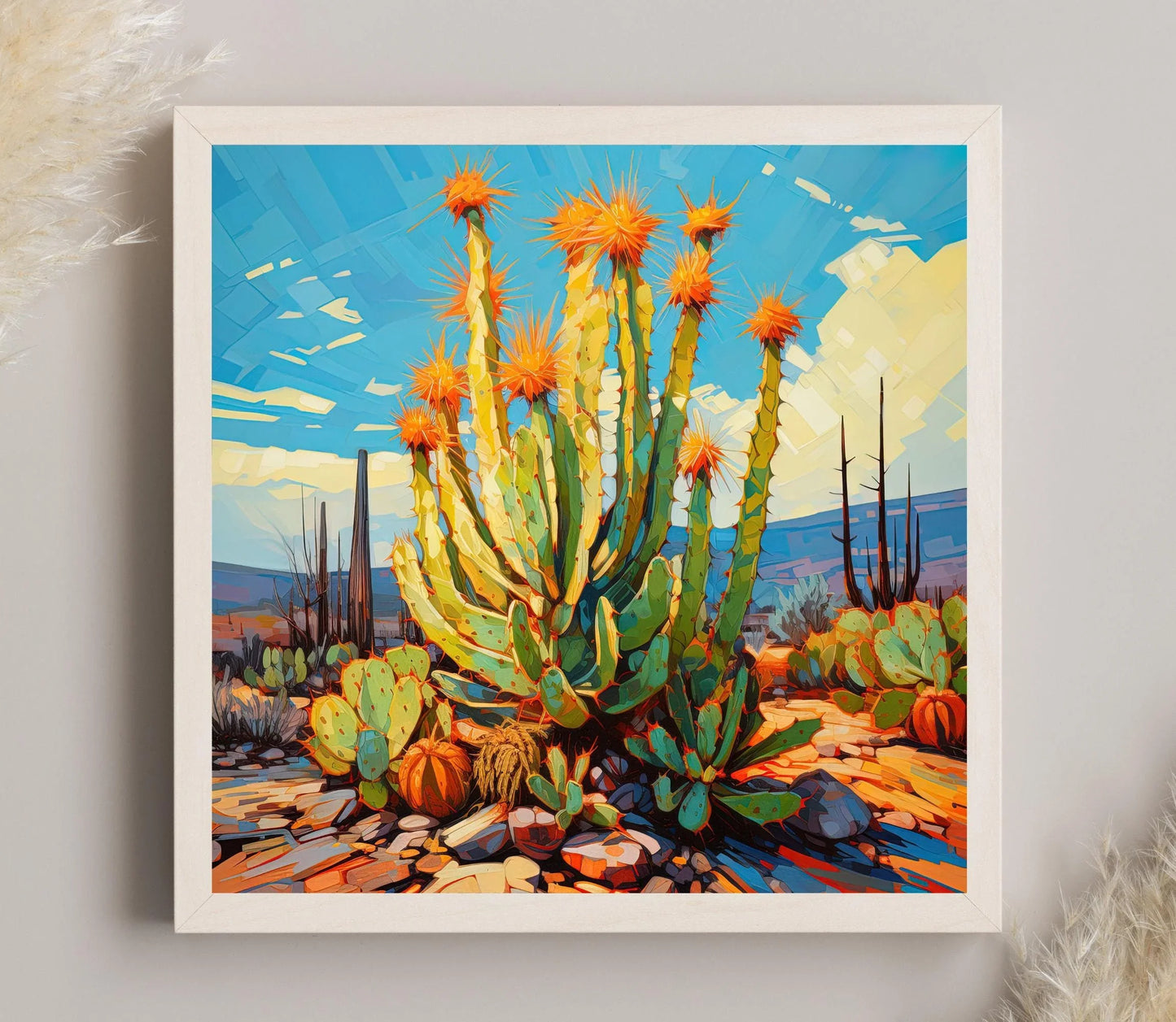 Saguaro Cactus Century Plant Art | Desert Plant Wall Decor | Botanical Art | Desert Wall Art | Living Room Decor Wall Art – Canvas Print