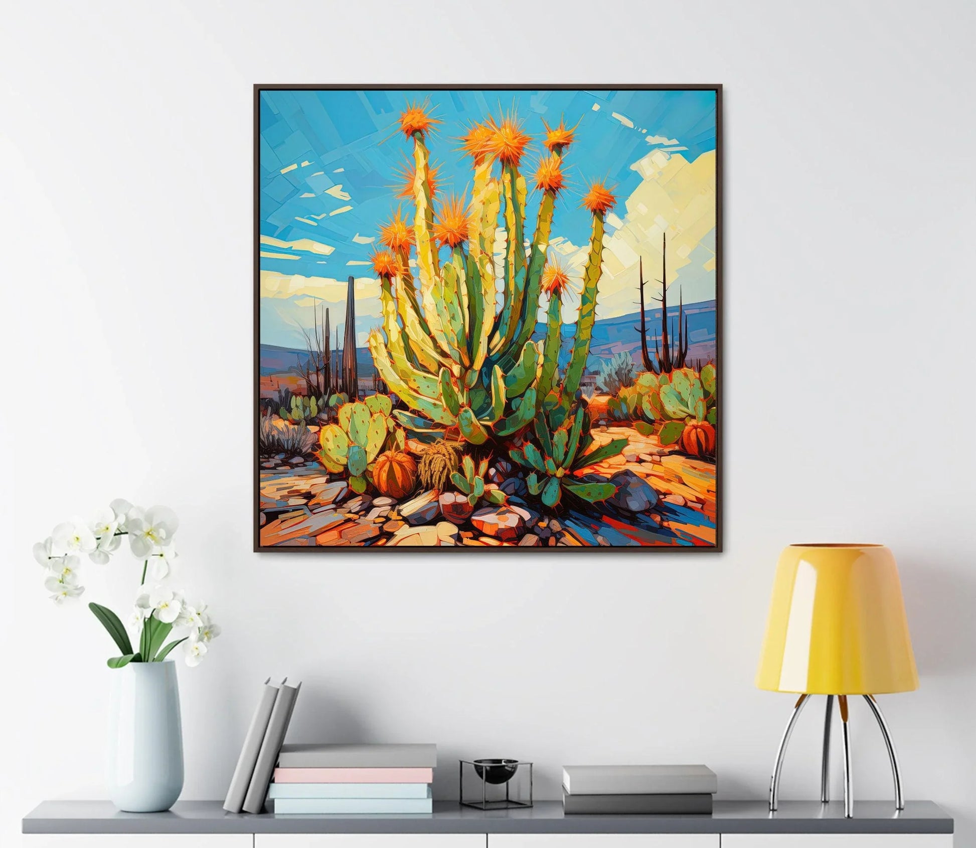 Saguaro Cactus Century Plant Art | Desert Plant Wall Decor | Botanical Art | Desert Wall Art | Living Room Decor Wall Art – Canvas Print