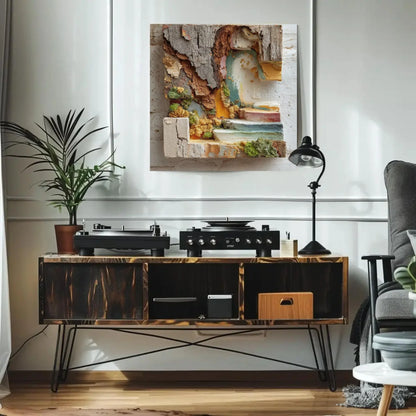 Abstract Tree Bark 3D Art, Textured Mixed Media Painting, Earthy Brown Green Canvas, Biophilic Wall Decor, Modern Organic Artwork Large Wall Art – Canvas Print